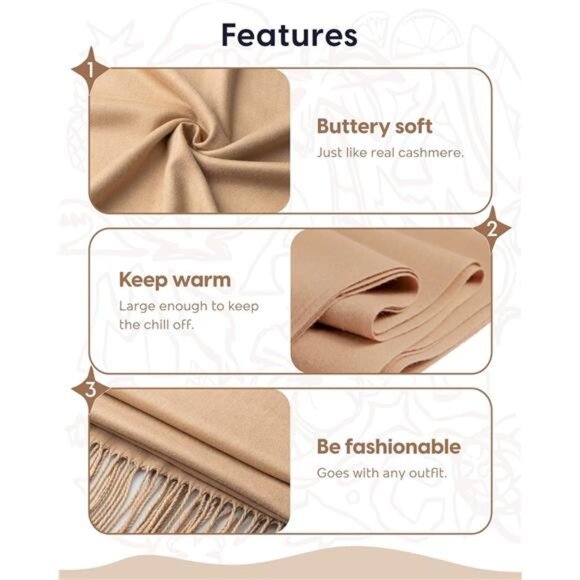 Pashmina Shawl for Women – Soft Lightweight Wrap for Wedding, Travel, Evening - Picture 5 of 7